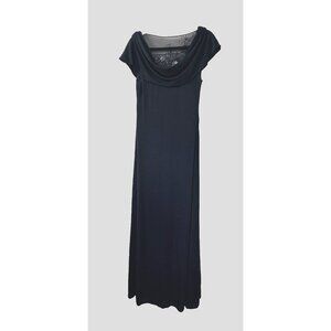 Patra Navy Blue Beaded Evening Gown 10 Regency Empire Waist Formal Dress Modest